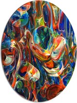 Dibond Ovaal - Abstracte Figuren in Verschillende Kleuren - 60x80 cm Foto op Ovaal (Met Ophangsysteem)