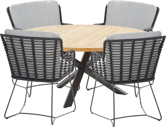 Axi Leonie Mozaïek Bistroset 5-delig - Toscaanse Sti   Metalen Frame Met Keramische Tegel Tuin Set 4 Stoelen En Tafel 1055396402