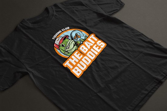 Chemise - Les copains appâts - Wurban Wear | Chemise drôle | Pêche | T-shirt unisexe | Canne à pêche | Boîte de rangement | Lunettes de soleil | As| Poisson prédateur | blanc noir