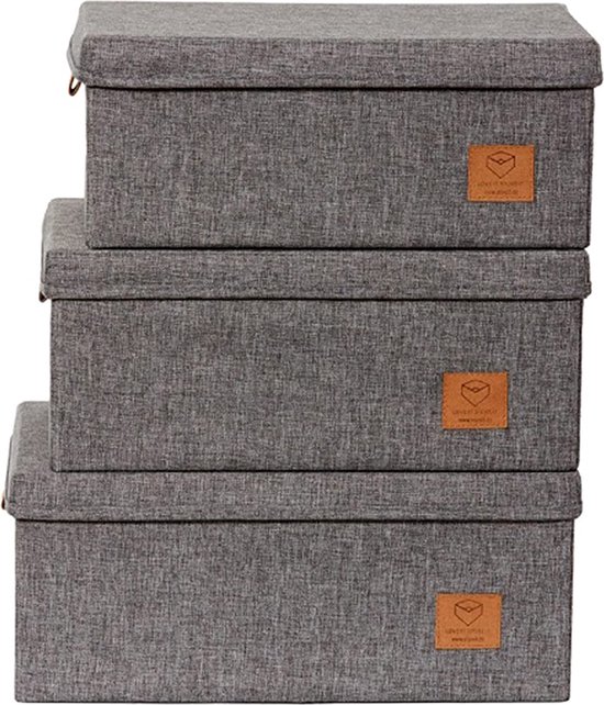 Love it Store it Premium Opbergdoos met deksel - Doos voor plank van hoogwaardig stof - Vierkant en extra stabiel - Grijs - 33x33x33 cm