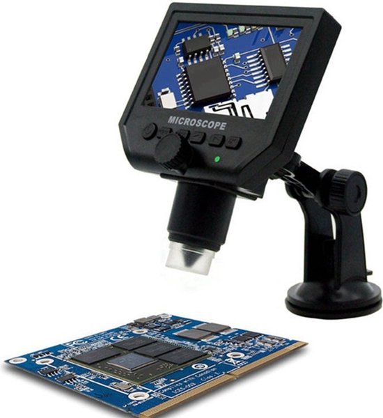 DrPhone DGM3 – Digitale Microscoop – 4.3 inch Scherm - 600X - 1080P met 3.6MP Camerasensor - 8 LED-lampjes – Met ABS Standaard - Zwart