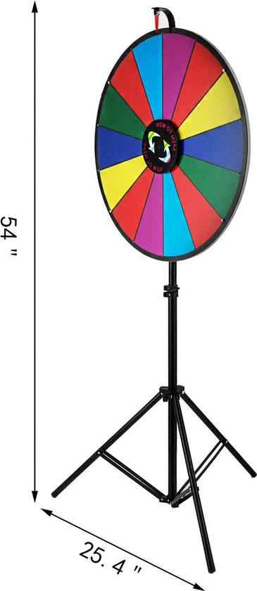 COSTWAY Roue De La Fortune 60 Cm - 14 Slots Avec Trépied - Prize Wheel Loterie
