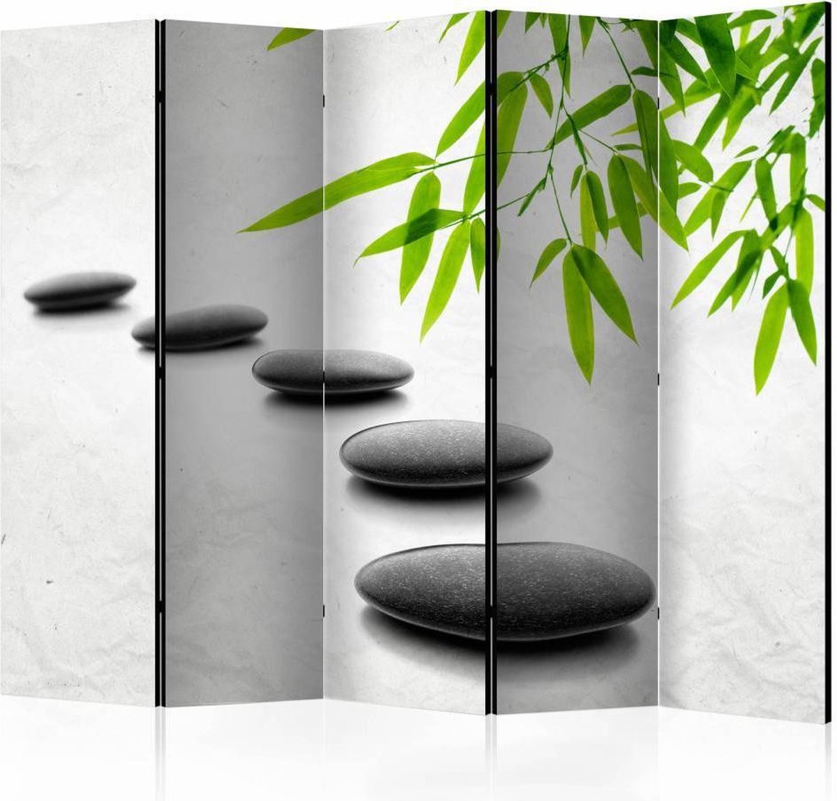 Vouwscherm / Kamerscherm - Zen Stenen 225x172cm , gemonteerd geleverd, dubbelzijdig geprint
