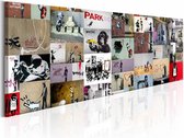 Schilderij - Banksy Collage 150X50cm , multikleur