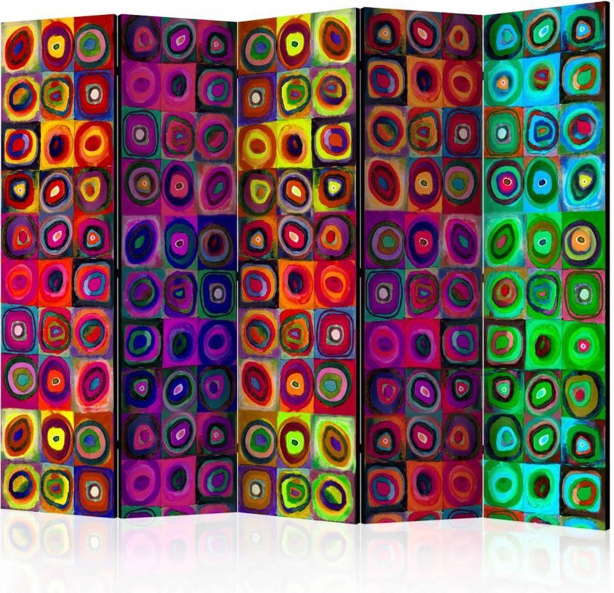 Vouwscherm - Kleurrijk abstract 225x172cm , gemonteerd geleverd, dubbelzijdig geprint (kamerscherm)
