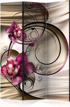 Vouwscherm - Orchidee met krullen 135x172cm, gemonteerd geleverd (kamerscherm) dubbelzijdig geprint