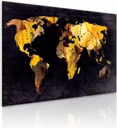 Schilderij - Wereldkaart - Als de wereld een woestijn was  , zwart bruin , premium print op canvas