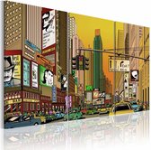 Schilderij - New York City - Cartoon II, Multi-gekleurd, 3luik, premium print
