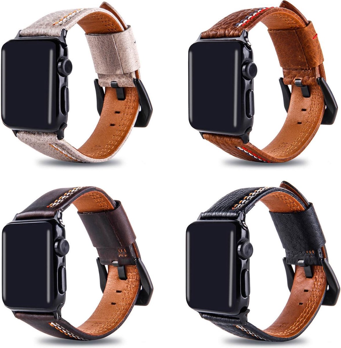 Leren bandje - Apple Watch 38mm 40mm 41mm - bruin klassieke gesp