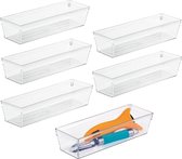 Praktische lade-organizer – opbergsysteem voor bestek en keukengerei – box van BPA-vrij kunststof – set van 6 – doorzichtig