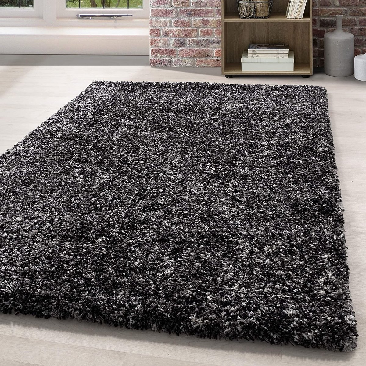 flycarpets Lorium Vloerkleed - 280x380 cm - Antraciet / Wit / Grijs - Hoogpolig
