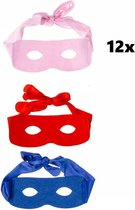 12x Masque pour les yeux super-héros avec bande de couleurs assorties - Fête à thème d'anniversaire Kids amusant bandit escroc super-héros