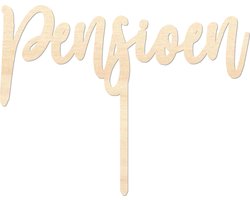 Houten caketopper / taarttopper - Pensioen - Taart / Cake topper op bestelling gemaakt