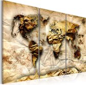 Schilderij - Wereldkaart , Anatomie van de Wereld , 3 luik