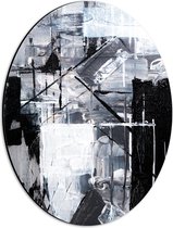 Dibond Ovaal - Verfmix van Zwart, Wit en Grijs Tinten - 30x40 cm Foto op Ovaal (Met Ophangsysteem)
