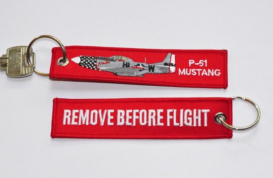 Remove Before Flight sleutelhanger P-51 Mustang warbird WW II