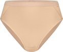 Nude damesbroek met hoge taille en hoge beenuitsnijding, gemaakt van stretchkatoen.