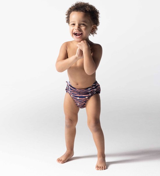 Swim Essentials - zwemluier - 0-3 Jaar - Oranje Blauw - Gestreept - verstelbaar — afbeelding 2
