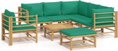 vidaXL-8-delige-Loungeset-met-kussens-bamboe-groen