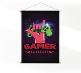 Textielposter Gamer Hardcore XL (125 X 90 CM) - Wandkleed - Wanddoek - Wanddecoratie