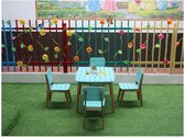 MYLIA Tuineetset voor kinderen van acaciahout - 4 stoelen en 1 tafel - Blauw - GOZO L 80 cm x H 57 cm x D 60 cm