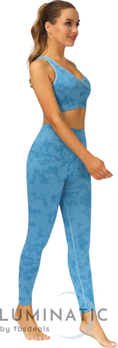 Sportlegging Dames - Yoga Legging - Fitness Legging - Sportlegging High Waist - Legging Dames - Sport Legging - Shapewear Dames - Camouflage Broek - Camo2 | Luminatic® | Skyblue | M — afbeelding 5