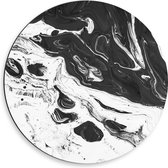 Dibond Muurcirkel - Zwart met Wit Gemixte Verf - 50x50 cm Foto op Aluminium Muurcirkel (met ophangsysteem)