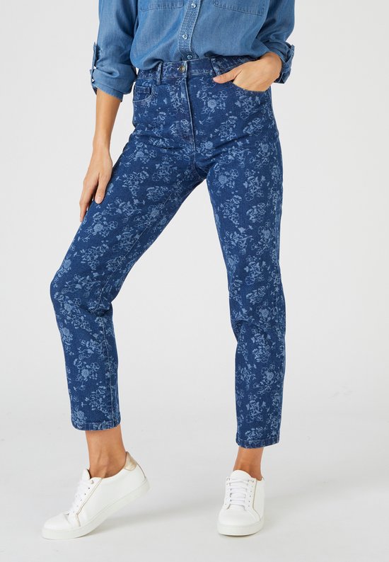 Damart - 7/8-jeans met print, 5-pocketmodel - Dames - Blauw - 46