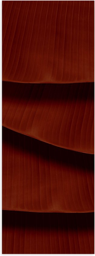 Poster Glanzend – Textuur in Rode Opgestapelde Bladeren - 30x90 cm Foto op Posterpapier met Glanzende Afwerking