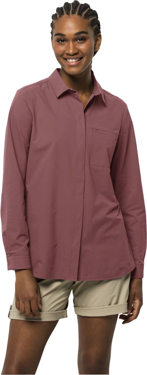 Jack Wolfskin Light Wander LS Shirt W Outdoorblouse Dames Lange mouwen Apple butter Rood