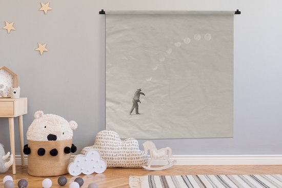 Tapisserie - Tapisserie - Vintage - Lune - Homme - 150x150 cm - Tapisserie