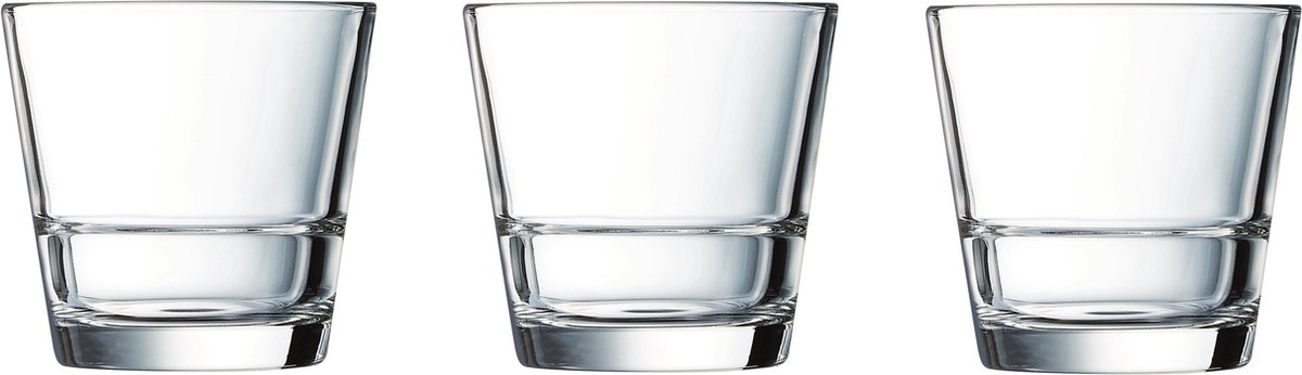 Arcoroc Waterglazen/Drinkglazen - 6x stuks - tumblers - 210 ml - transparant - stapelbaar