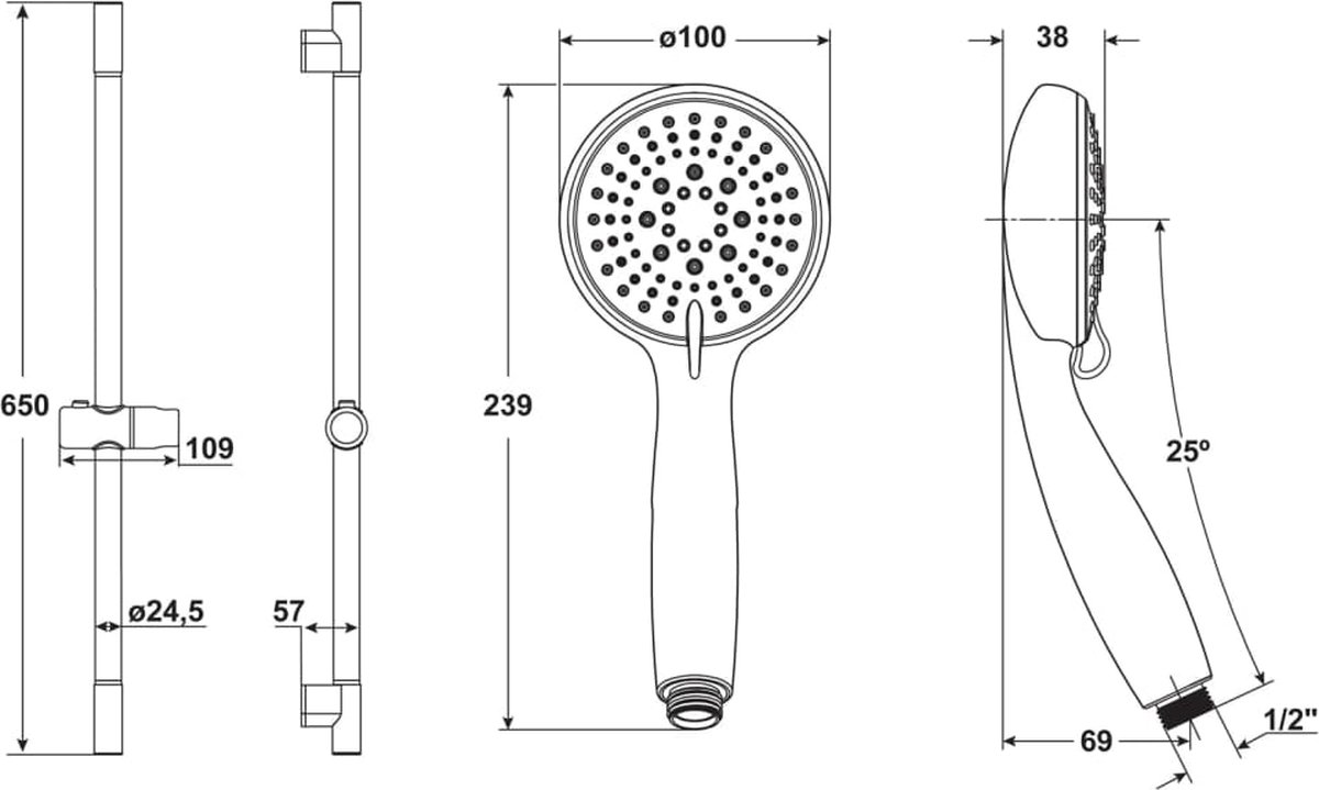 CORNAT-Douchestangset-COMISO-chroom
