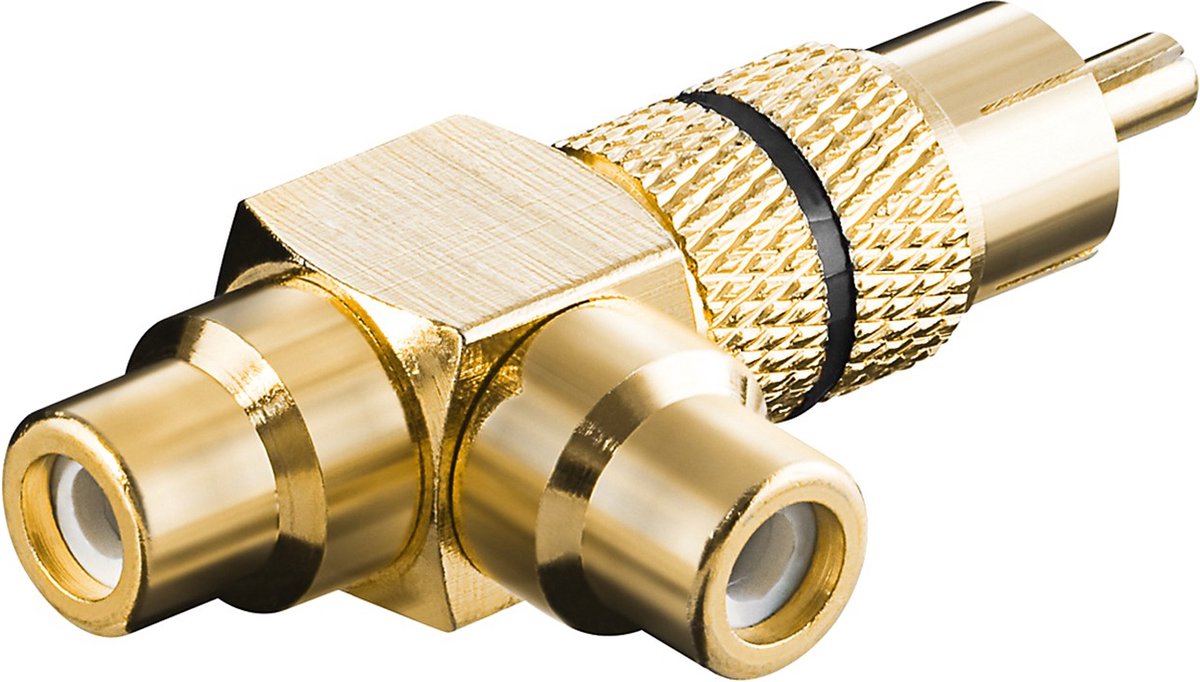 Goobay 11387 adapter RCA 2 x RCA Zwart, Goud