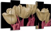 Peinture sur toile Tulipes | Blanc, noir, rose | 120x65 5 Liège