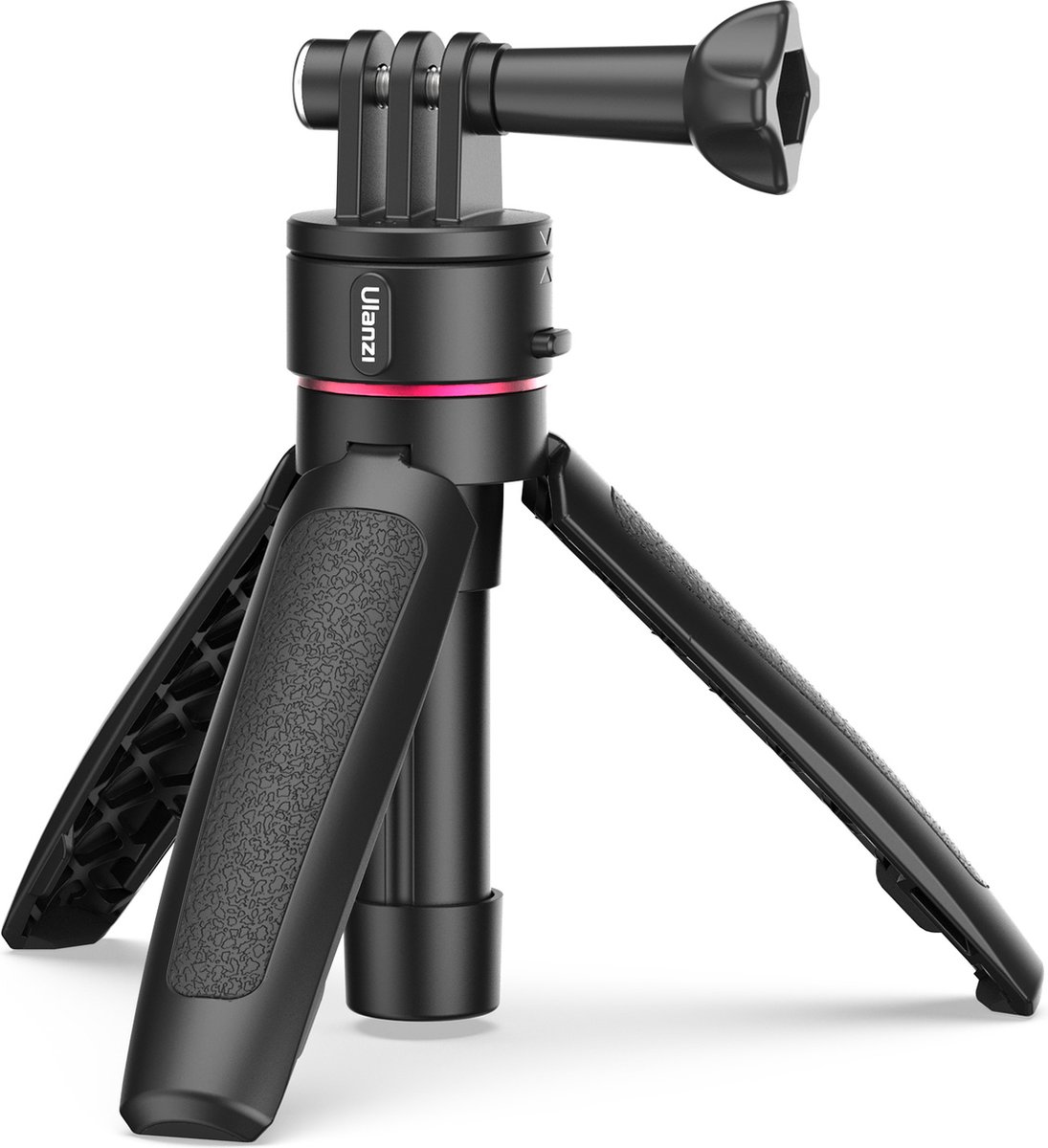 Ulanzi Go Quick II tripod: Magnetische GoPro Tripod & Selfie Stick - Max hoogte 26cm - Lichtgewicht - Uitschuifbaar - Zwart/Rood