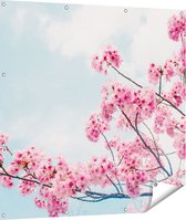 Gards Tuinposter Roze Bloesemboom - Bloemen - 110x110 cm - Tuindoek - Tuindecoratie - Wanddecoratie buiten - Tuinschilderij