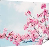 Gards Tuinposter Roze Bloesemboom - Bloemen - 150x120 cm - Tuindoek - Tuindecoratie - Wanddecoratie buiten - Tuinschilderij