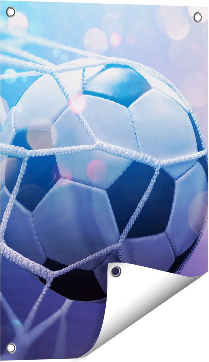 Gards Tuinposter Voetbal Bal Door het Goal Heen - 40x60 cm - Tuindoek - Tuindecoratie - Wanddecoratie buiten - Tuinschilderij Multikleur