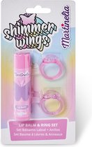 Shimmer Wings framboos lipgloss set + ringen 2st