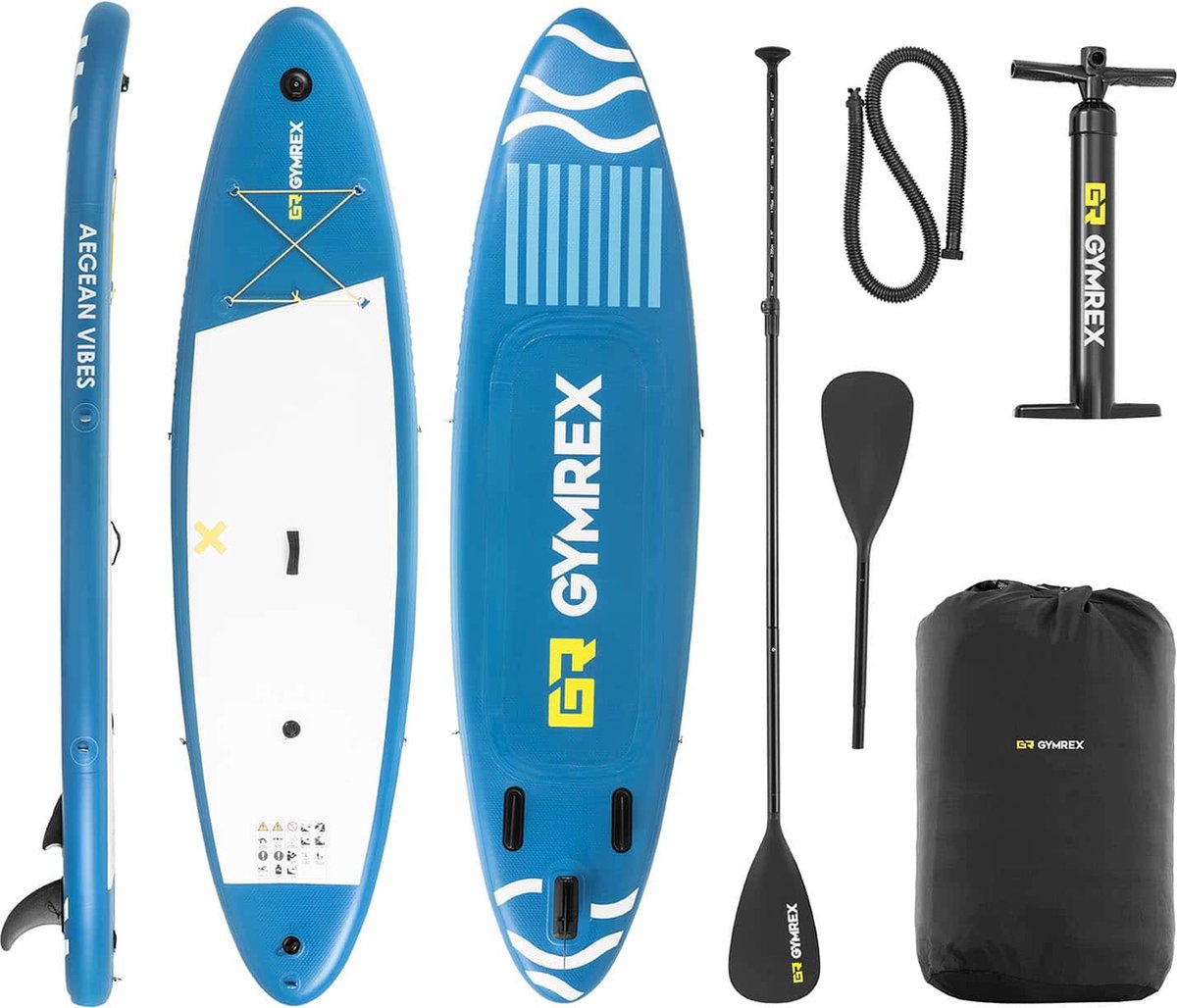 Gymrex Standup paddleboard opblaasbaar 125 kg blauw dubbele