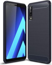 Samsung Galaxy A7 2018 Geborsteld TPU Hoesje Blauw