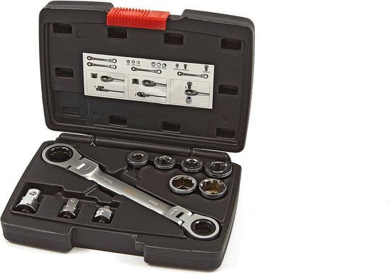 Draadloos Elektrisch Ratelsleutel Set, 3/8 16.8V Power Ratel Gereedschap Kit, Lichtgewicht Elektrisch Ratel Bestuurder met 10 Doppen 2 Schroevendraaiers (Color : B