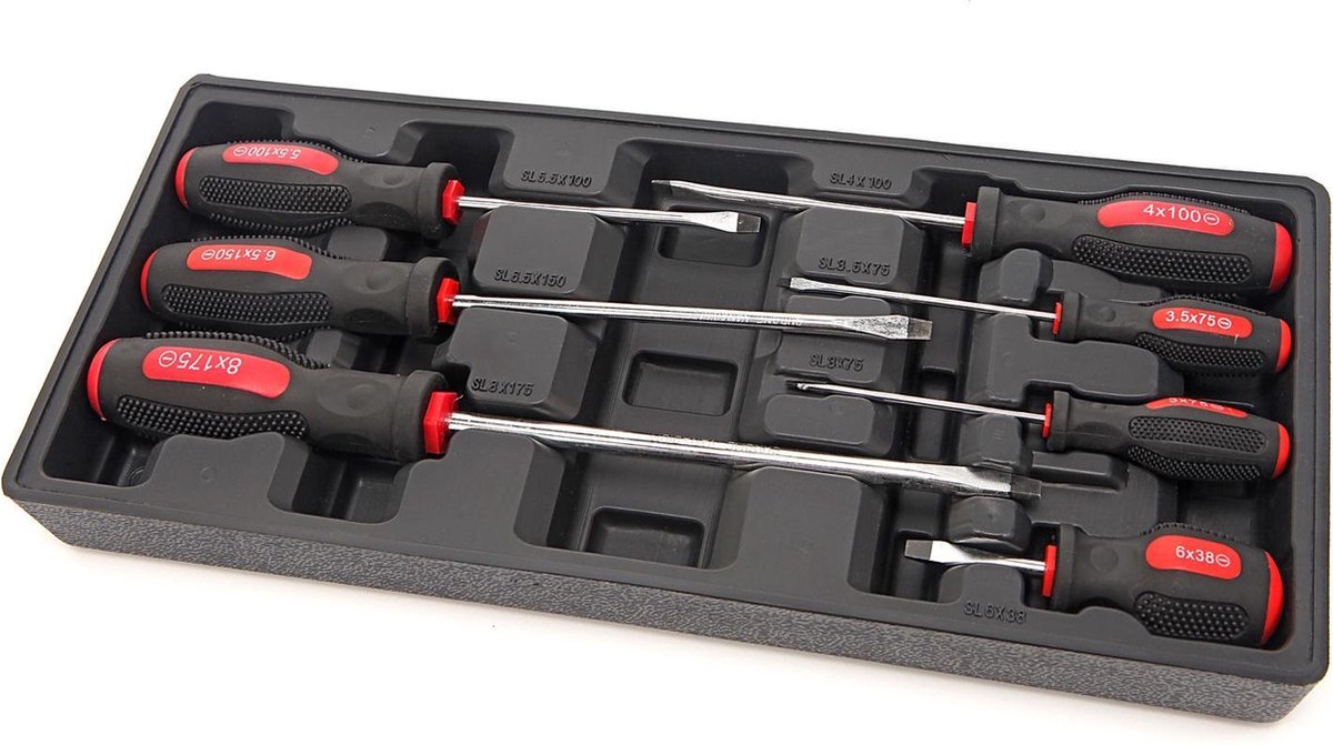 HBM 7 Delige Platte Schroevendraaierset Inlay voor HBM Gereedschapswagen
