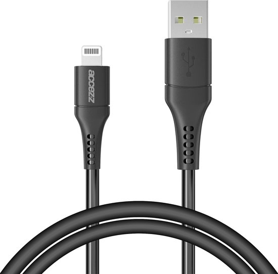 Accezz Geschikt voor Lightning naar USB A Kabel - 1 meter - Snellader & Datasynchronisatie - Oplaadkabel geschikt voor iPhone 11/12/13/14 - Zwart