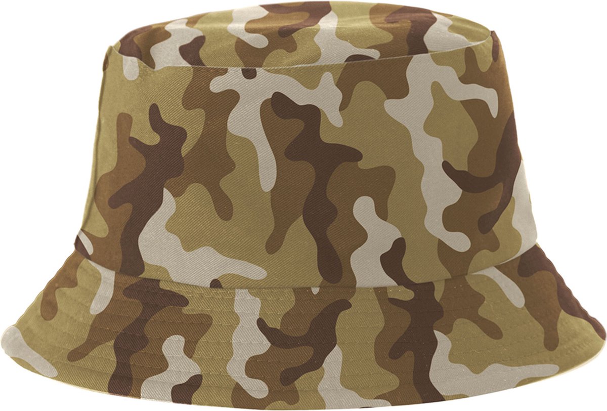 Bucket Hat - Vissershoedje - Hoedje - Heren - Dames - Camouflage - Leger - Army - Festival accessoires - Reversible - 58 cm - groen - Merkloos