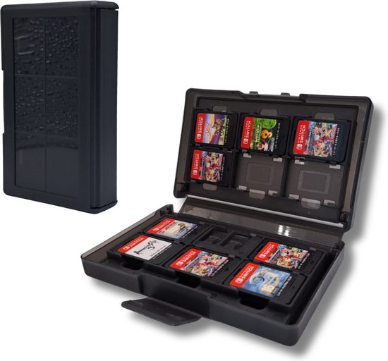 Foto: Game card case geschikt voor nintendo switch games accessoires switch 12 games opbergen beschermen travel koffer plastic grijs