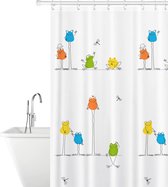 Rideau de douche en polyester Funny Frogs, résistant à l'eau et lavable, rideau de bain avec 12 anneaux de rideau, 180 x 180 cm