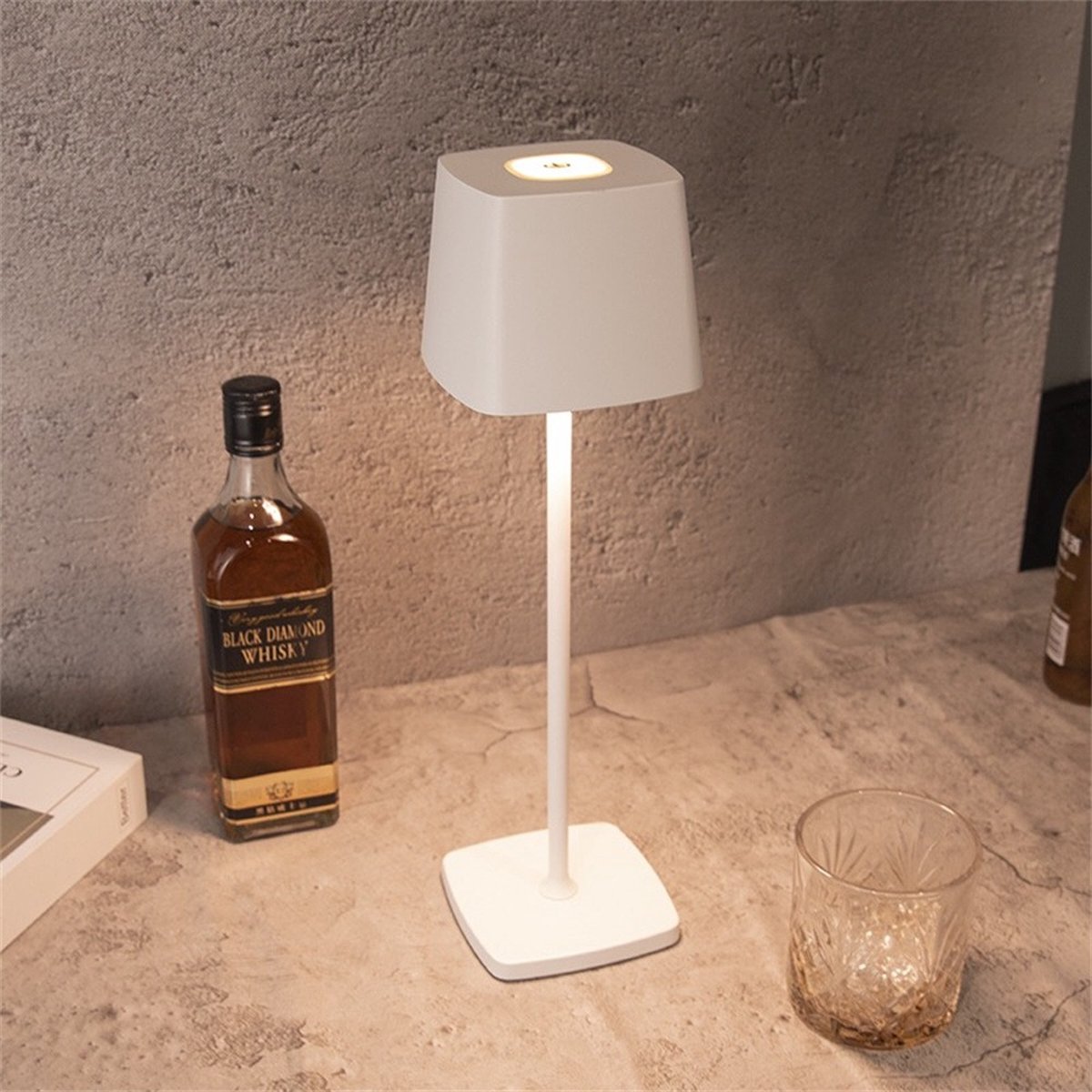 Sfeerverlicht® Tafellamp Oplaadbaar - Vierkant - Dimbaar - 38 cm - Wit