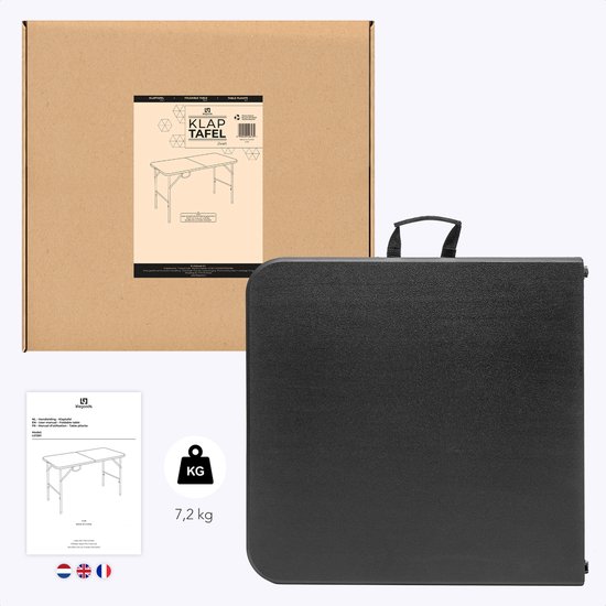 LifeGoods Inklapbare Tafel - 120x60 cm - Stevige Klaptafel - Weerbestendig - Inklapbare eettafel - Campingtafel - Vouwtafel voor Binnen en Buiten - Zwart